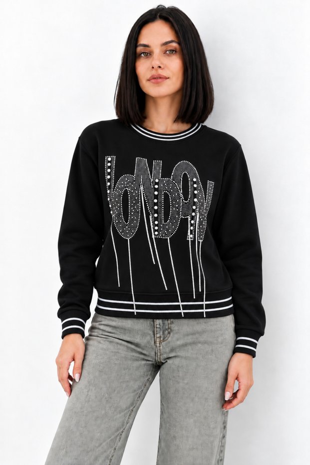 Women's Seasonal Black Relaxed Sweatshirt