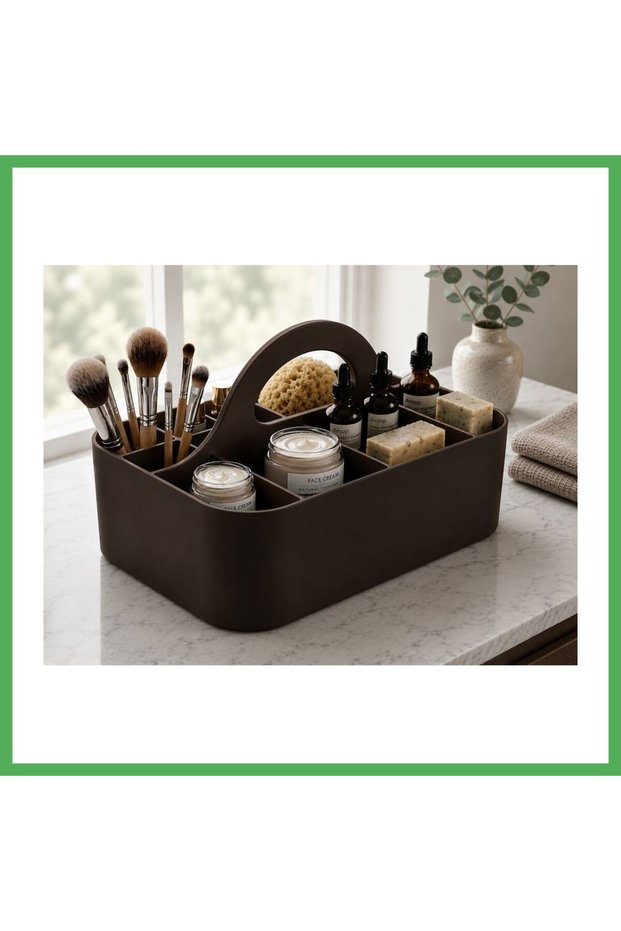 3D Printing Multi-Compartment Portable Bathroom and Makeup Organizer - Desktop with Handle Bezoss