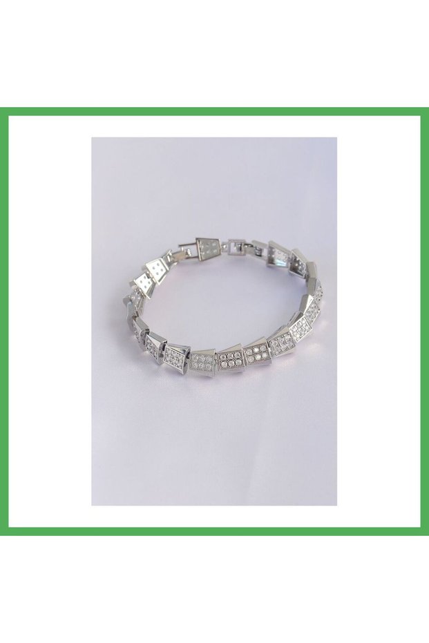 Vip Series Brass Zircon Stone Silver Color Geometric Bracelet Bezoss