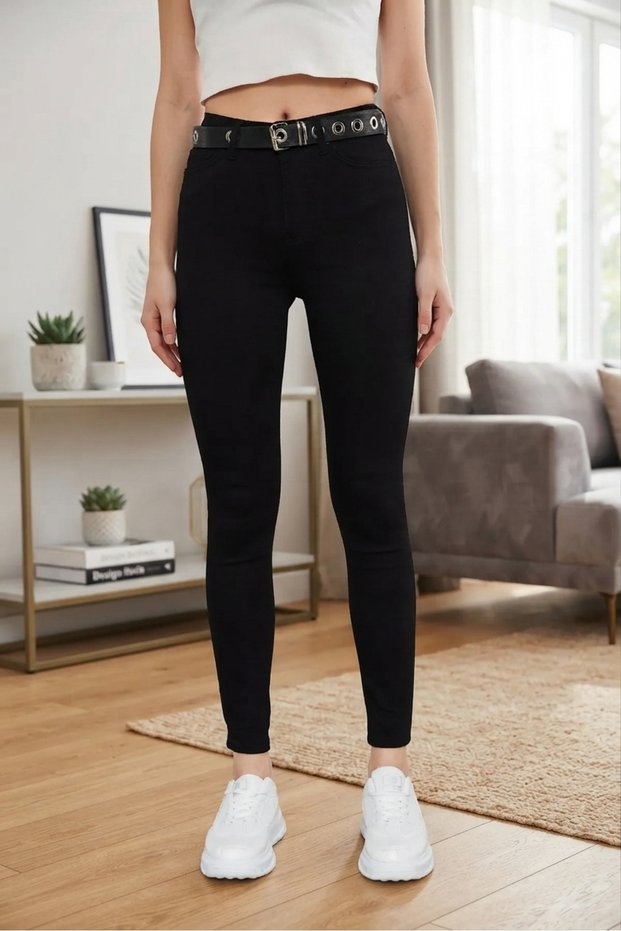 Eva Women's Black Skinny High-Waisted Denim Lycra Jeans Super Skinny Stretchy
