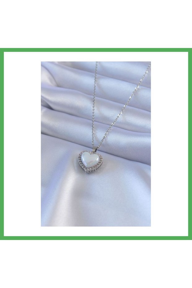 316L Steel Silver Color Pearl Model Zircon Stone Women's Necklace Bezoss