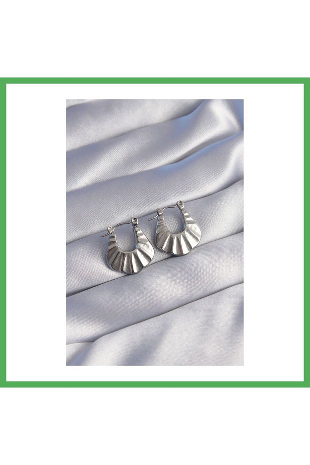 316L Steel Silver Color Embossed Appearance Earrings Bezoss