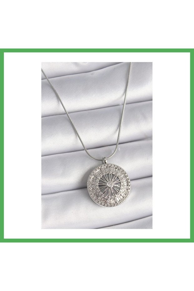 316L Steel Silver Color Zircon Stone 12 Zodiac Sign Medallion Model Women's Necklace Bezoss