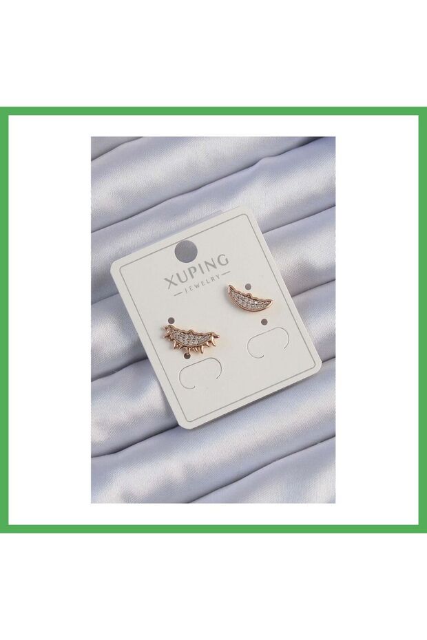 Xuping Rose Color Zircon Stone Moon and Sun Design Earrings Bezoss