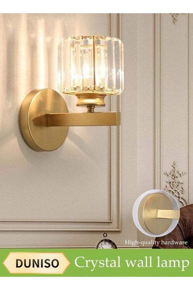 DUNISO Crystal Wall Lamp, Crystal Wall Sconces,Creative Bedroom Bedside Lamp, Indoor Lighting