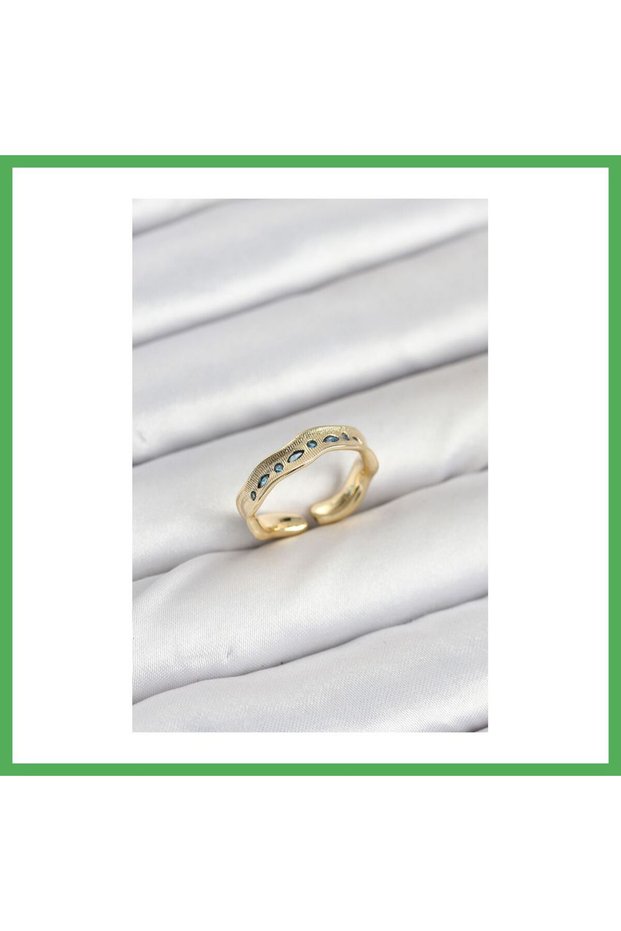 Brass Gold Color Zircon Stone Vintage Women's Ring Bezoss
