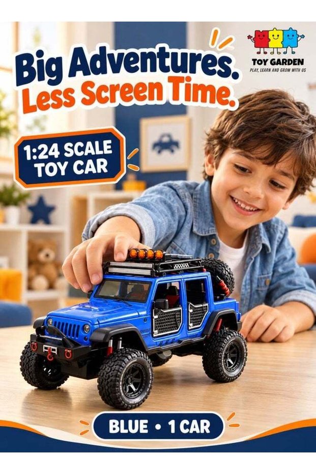 1:24 Scale Simulation of Wrangler Rubicon Diecast Jeep Off-Road Kings | Blue Jeep Model
