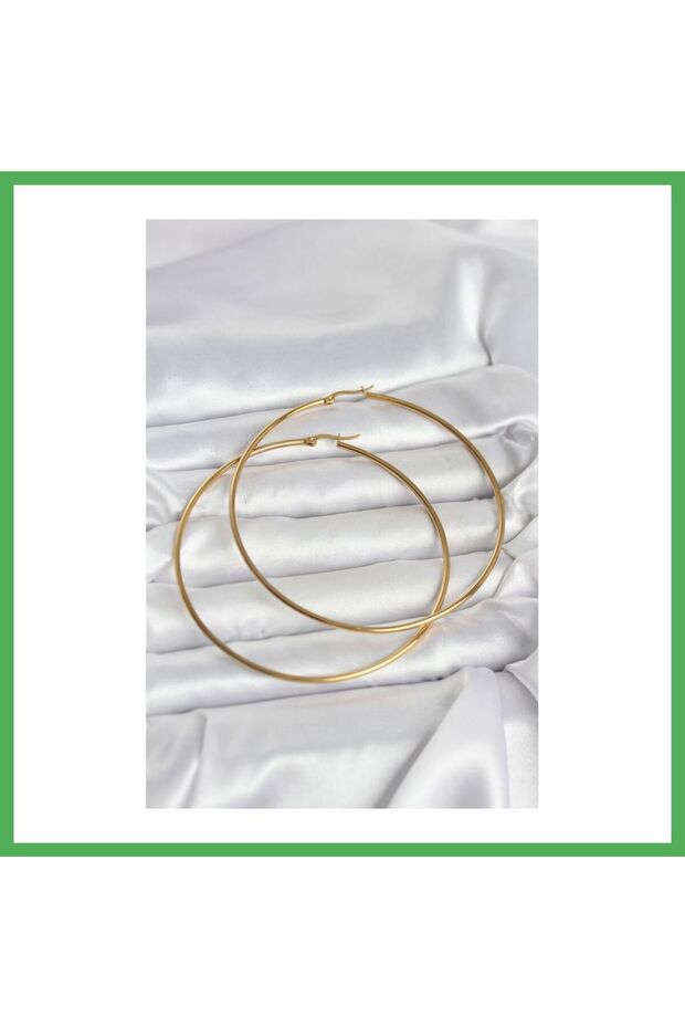 316L Steel Gold Color 80 mm Women's Hoop Earrings Bezoss