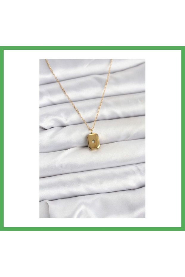 316L Steel Chain Gold Color Minimal Pole Star Model Women's Necklace Bezoss