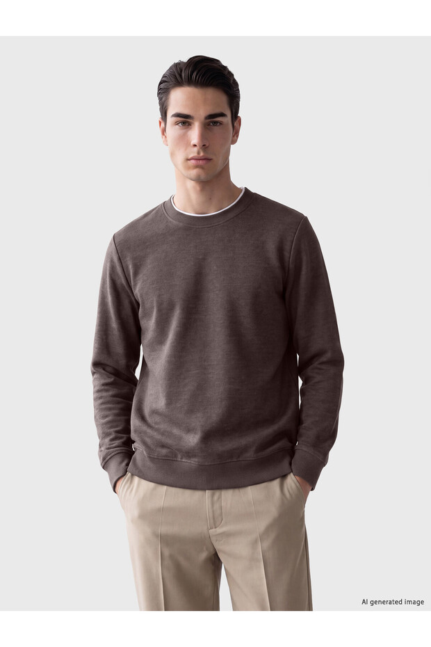 Peak New Season Beige Crew Neck Men's Sweatshirt