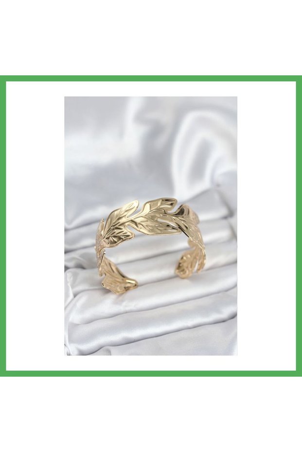 Gold Color Brass Sheet Leaf Model Women's Bracelet Bezoss