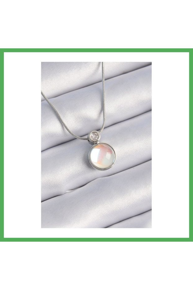 316L Steel Silver Color White Pearlescent Vintage Model Women's Necklace Bezoss