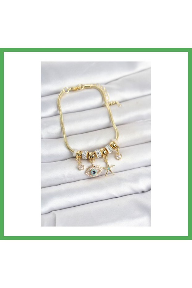 Brass Gold Color Eye Model Charm Women's Bracelet Bezoss