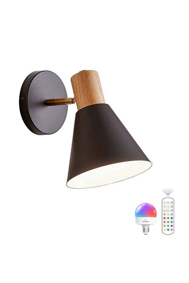 Wmlamz Battery Operated Black Wall Lights With Remote, Non Hardwired Study Porch Stair Bedroom Lamps