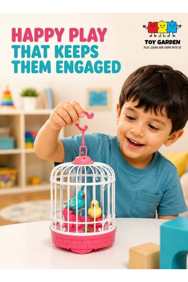 Interactive Talking Bird Toy in Birdcage, Voice Repeating Electronic Pet that Sings and
