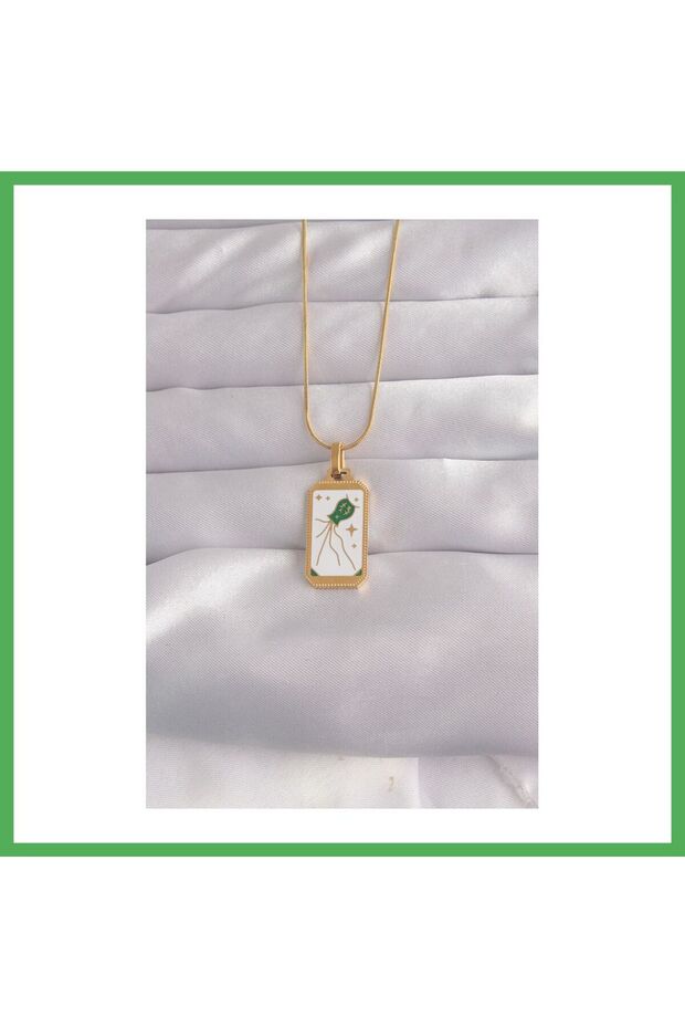 316L Steel Gold Color White Enamel Tarot Pendant Bezoss