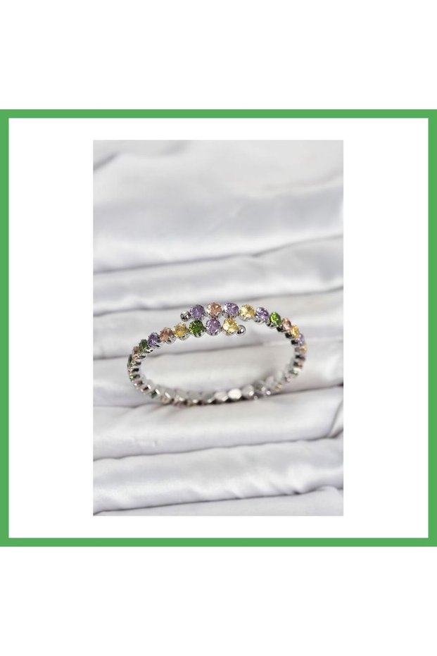 Brass Silver Color Mixed Color Zircon Stone Women's Bracelet Bezoss