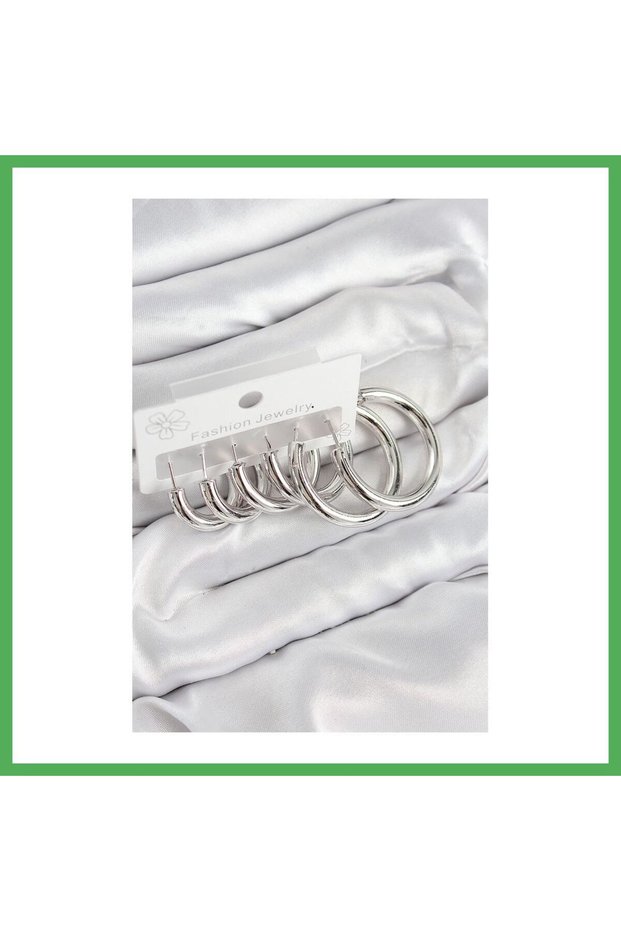 Brass Ring Model Silver Color Women's Set Earrings Bezoss
