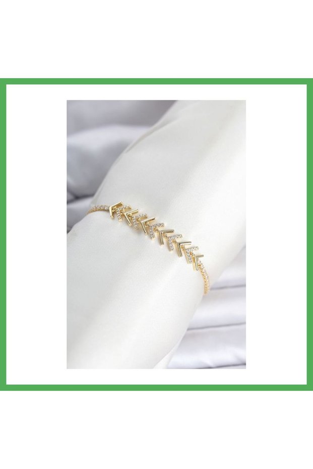 Brass Gold Color Zircon Stone Sergeant Model Waterway Women's Bracelet Bezoss