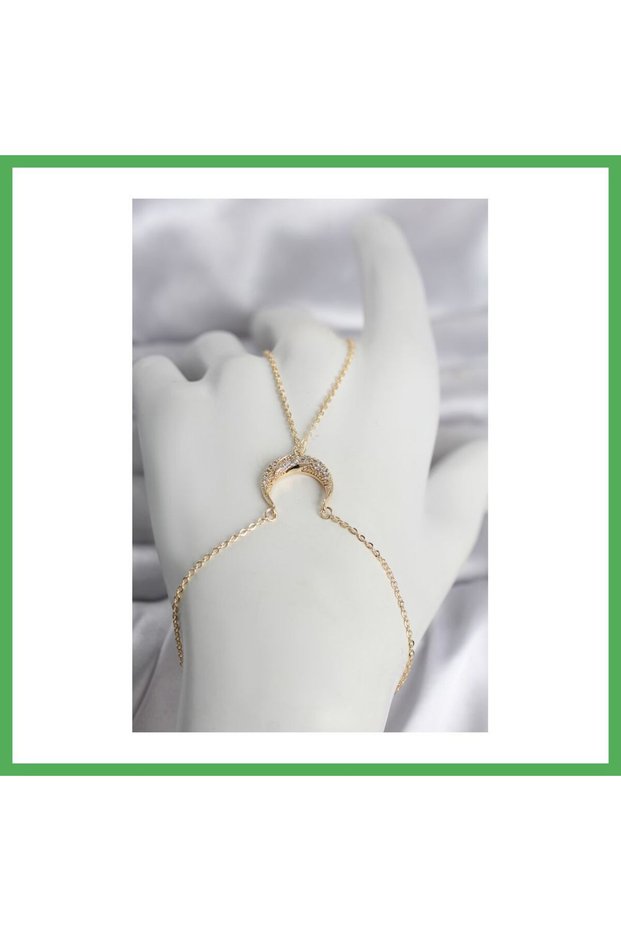 Brass Gold Color Crescent Model Zircon Stone Women's Shahmeran Bezoss