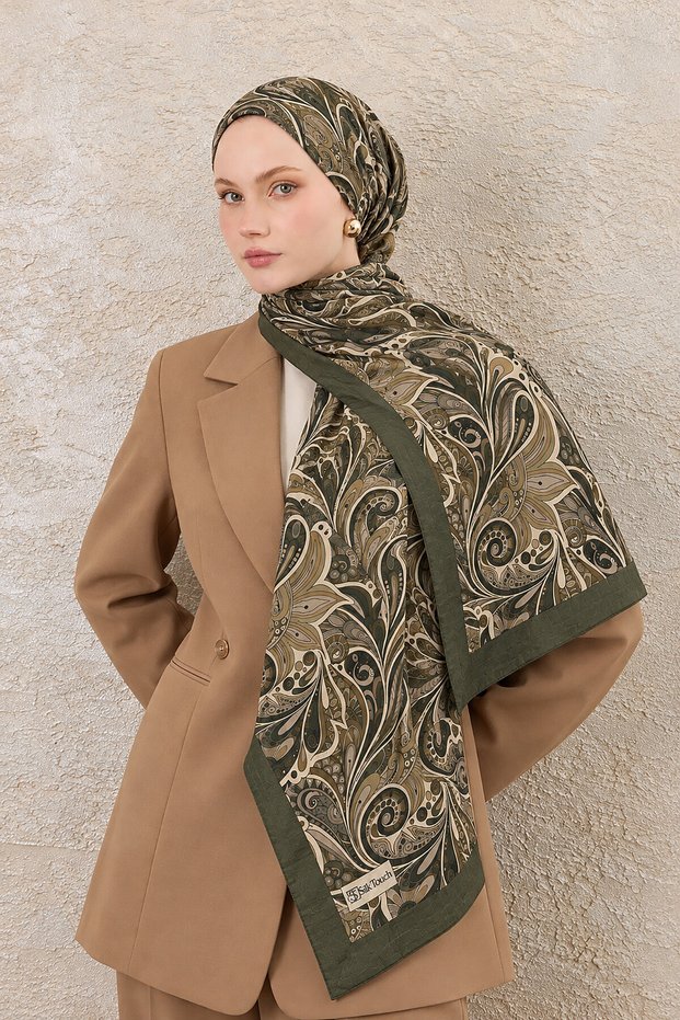 Green Efsun Patterned Shawl