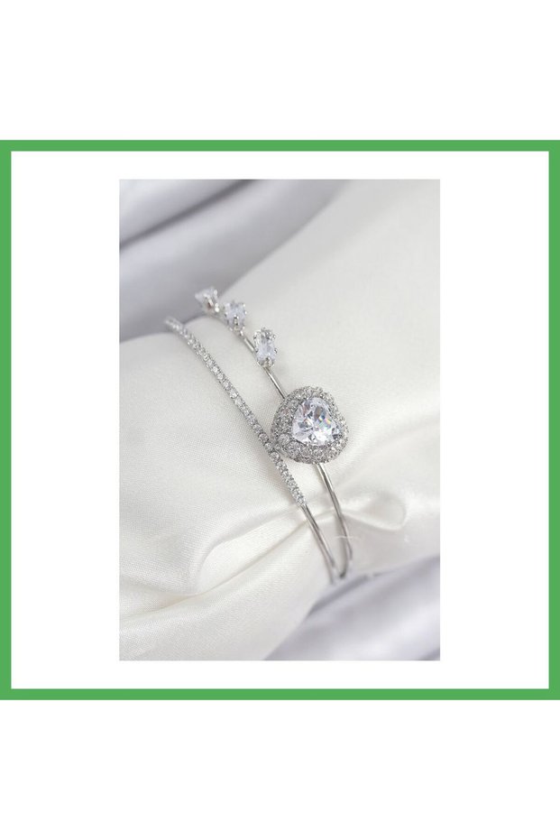 Brass Zircon Stone Model Silver Color Women's Bracelet Bezoss