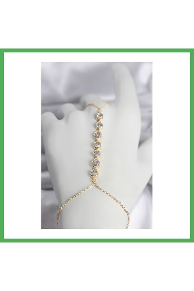 Brass Gold Color Row of Zircon Stones Women's Shahmeran Bezoss