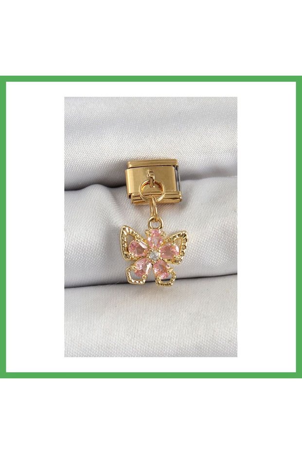 316L Steel Dangle Zircon Stone Flower Figured Butterfly Model Gold Color Nomi Bezoss