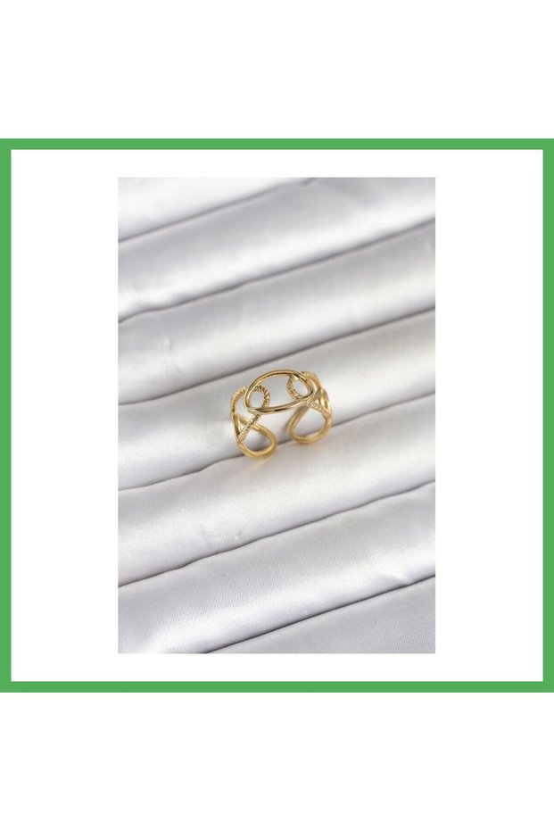 316L Steel Gold Color Chain Model Women's Ring Bezoss