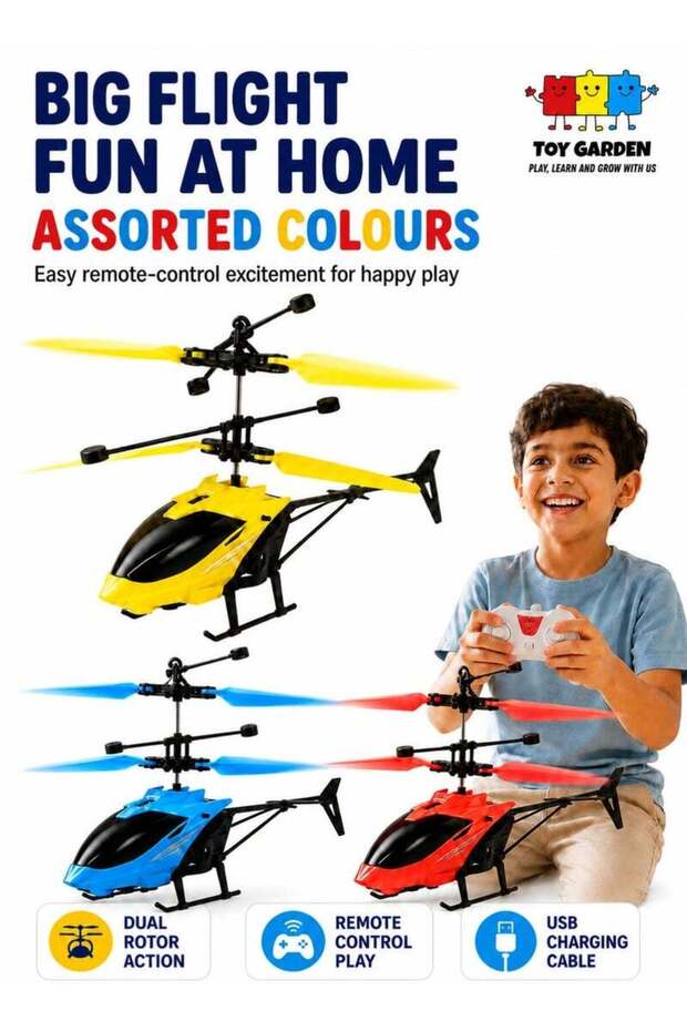 Assorted Color Wireless Induction Flying Helicopter Toy for Kids, Rechargeable USB RC