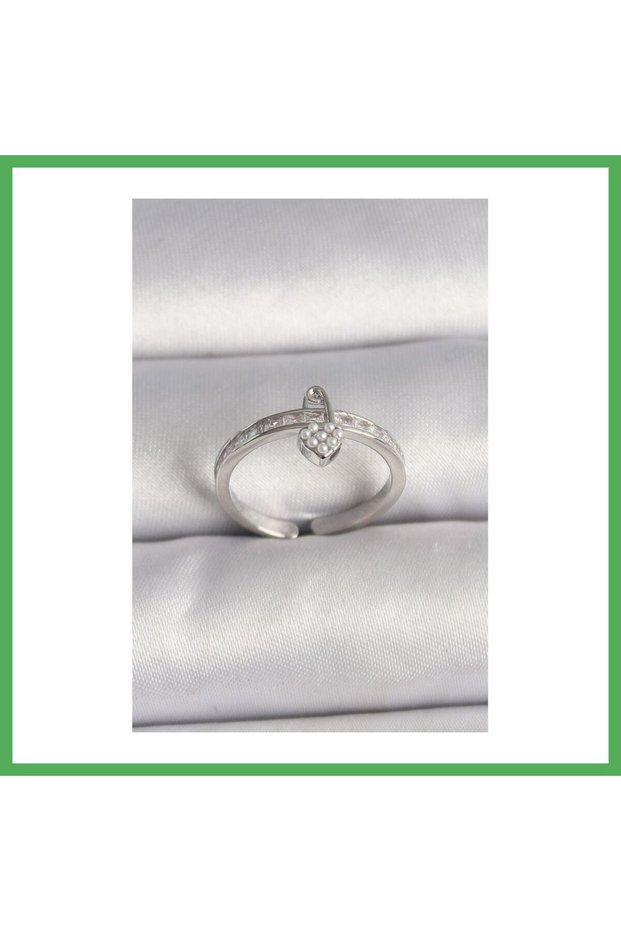 Brass Silver Color Zircon Stone Pearl Detailed Lock Model Adjustable Yü Bezoss