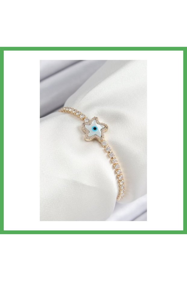 Brass Zircon Stone Evil Eye Star Model Gold Color Elevator Women's Bracelet Bezoss