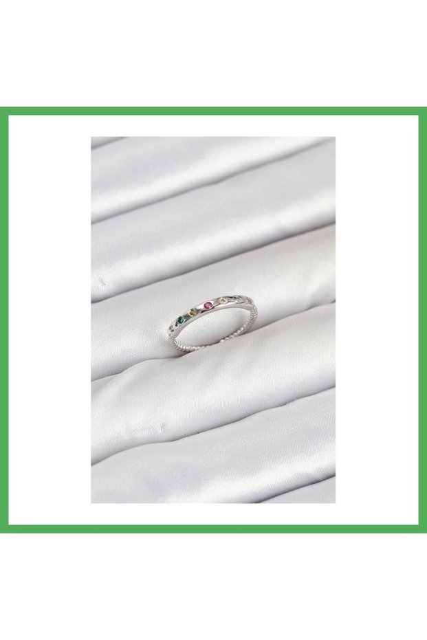 Brass Silver Color Colorful Zircon Stone Women's Ring Bezoss