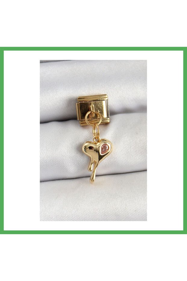 316L Steel Dangle Zircon Stone Melting Model Gold Color Nomination Cha Bezoss