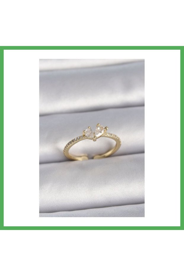 Brass Gold Color Adjustable Zircon Stone Model Women's Ring Bezoss