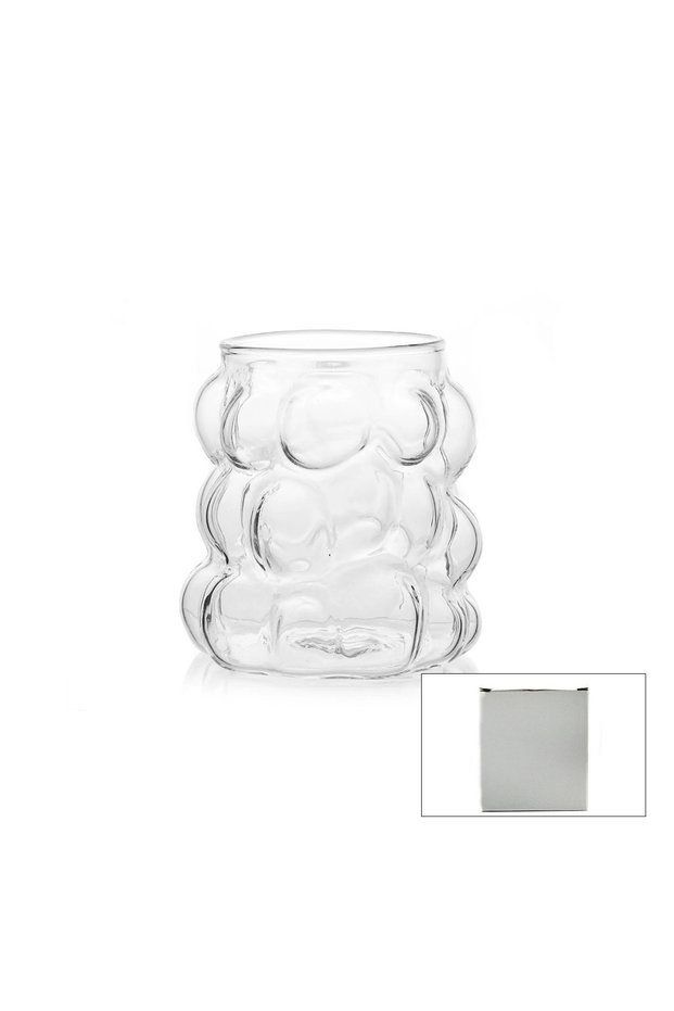 Grape Bubble Patterned Double Layer Handleless Glass 350 ml Series A7 Pack of 100