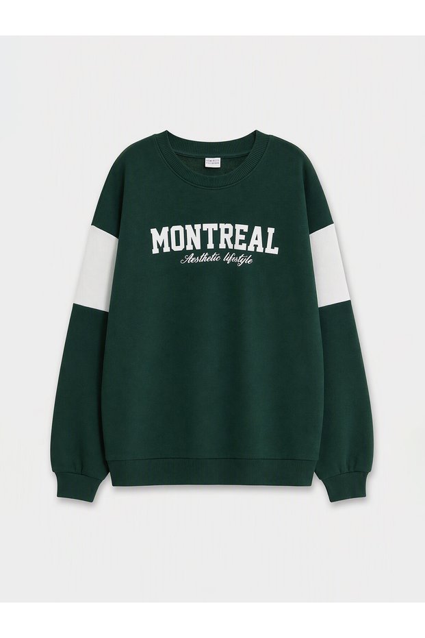 Ozmarka New Season Green Boys' Printed Thick Sweatshirt