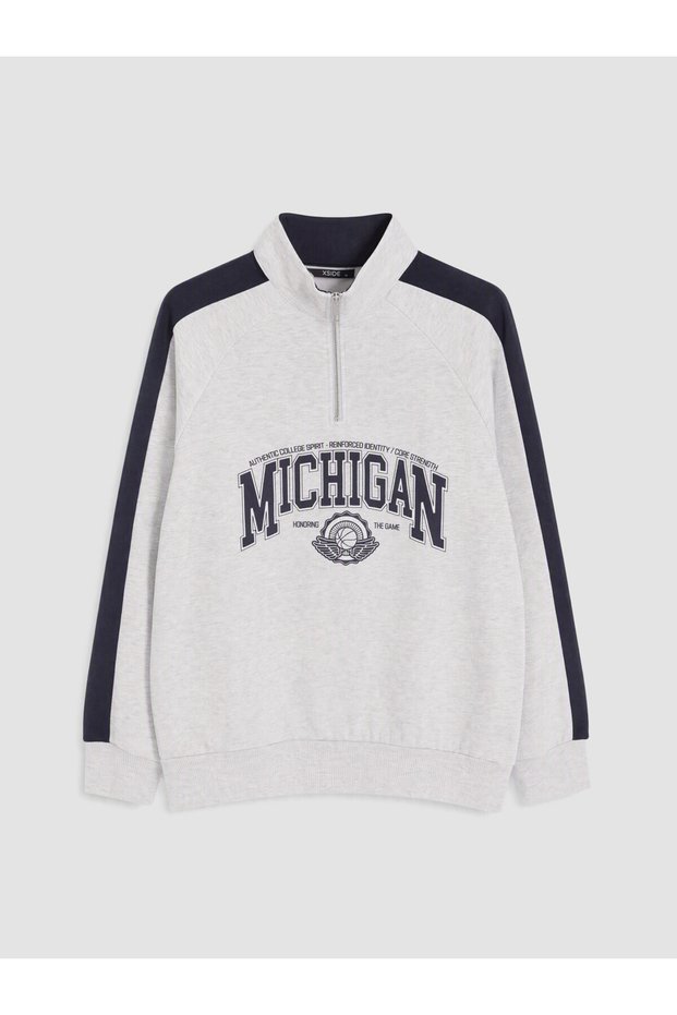 Esvab • Modern & Distinctive Stand Collar Printed Men's Sweatshirt