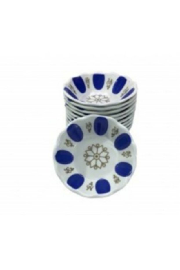 Melamine Tea Plate Blue and White Patterned 25-Piece Pack