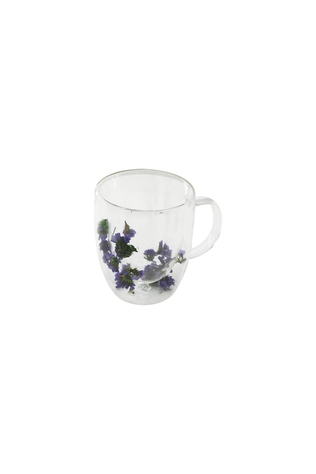 Flower Patterned Double Layer Glass with Handle 350 ml Series A2 Pack of 100