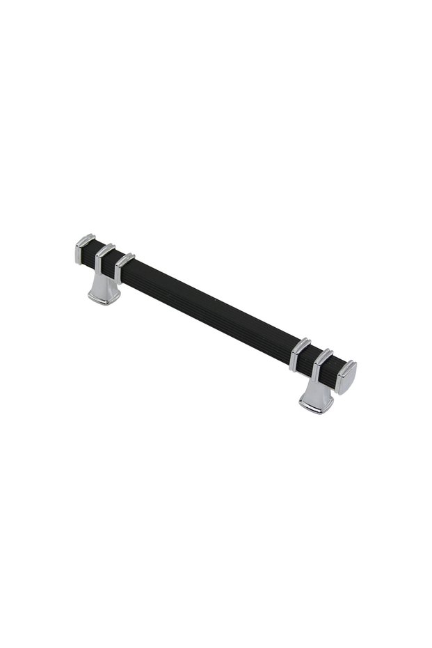 964 Model Square Black Cabinet Handle with Chrome Ring 12.8 cm Pack of 10