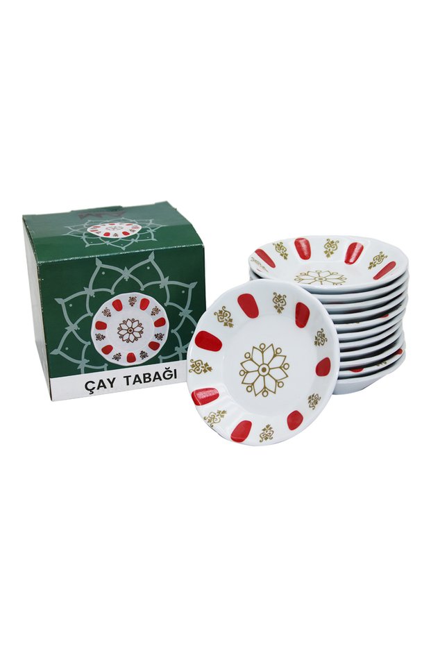 Luxury Melamine Tea Plate Red White 12-Pack