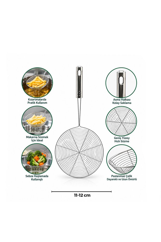 Metal Handle Steel Colander Ladle 11-12 cm Pack of 12