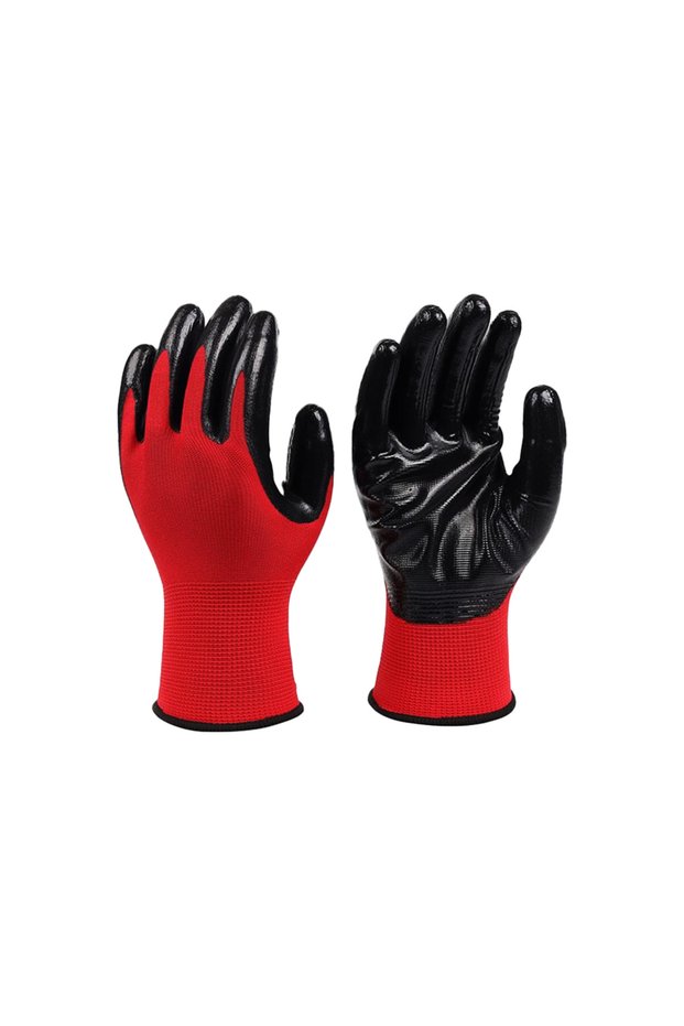 Soft Red Black Work Gloves 10 XL Pack of 12