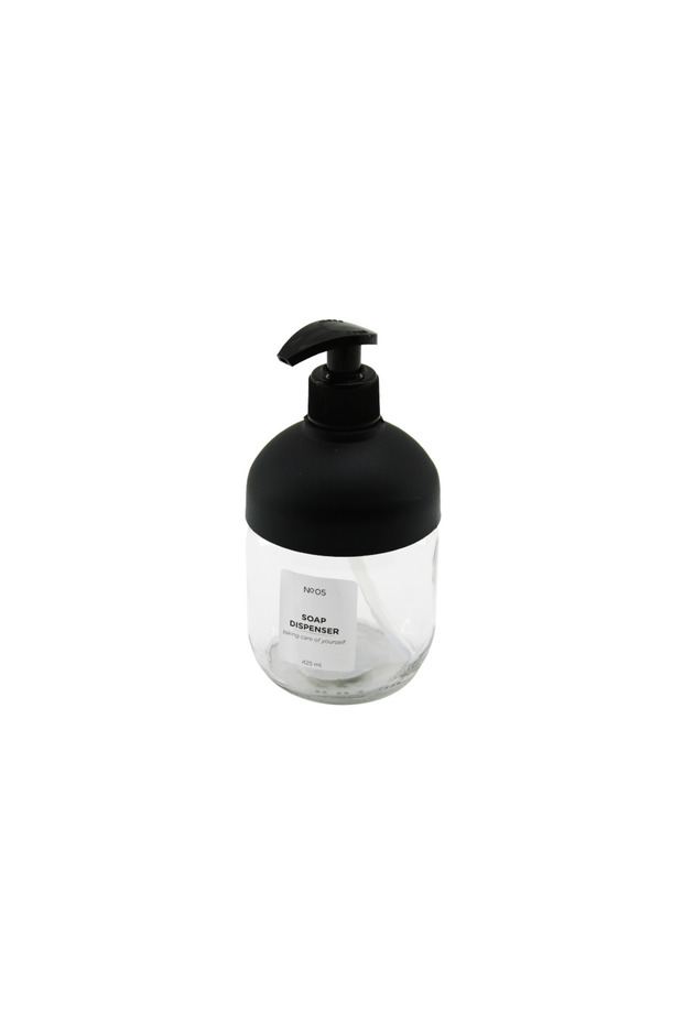 Qlux Clary Glass Liquid Soap Dispenser with Black Pump 425 ml Pack of 12