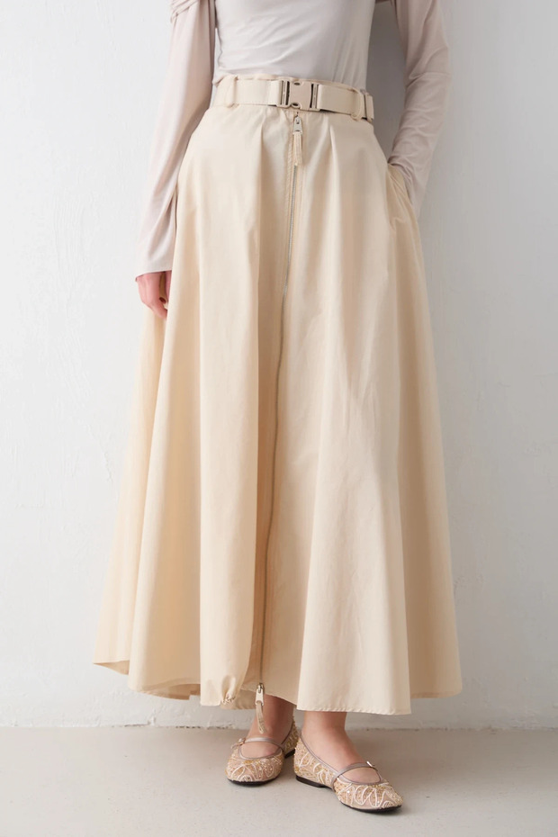 Zip Detail Poplin Skirt 32-2714