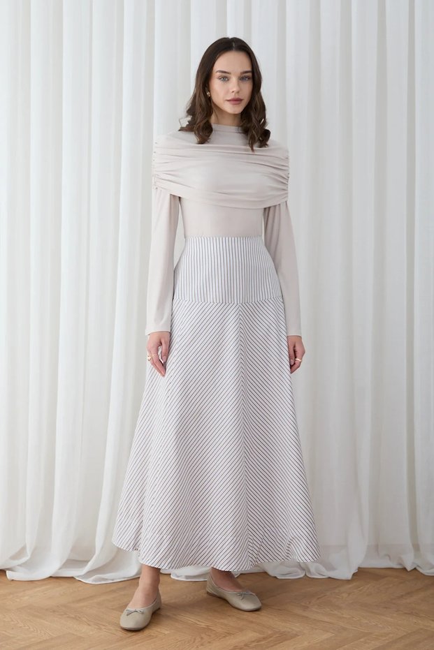 Striped Poplin Skirt 32-2828