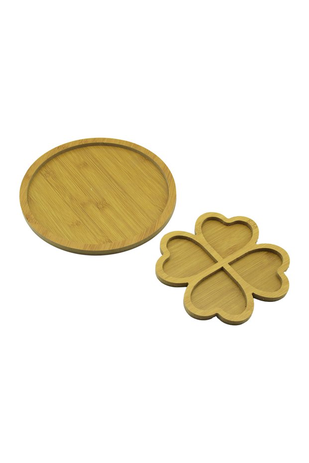 2 Model Wooden Presentation Tray Set Oval and 4-Compartment Flower Tray 24-Piece Pack