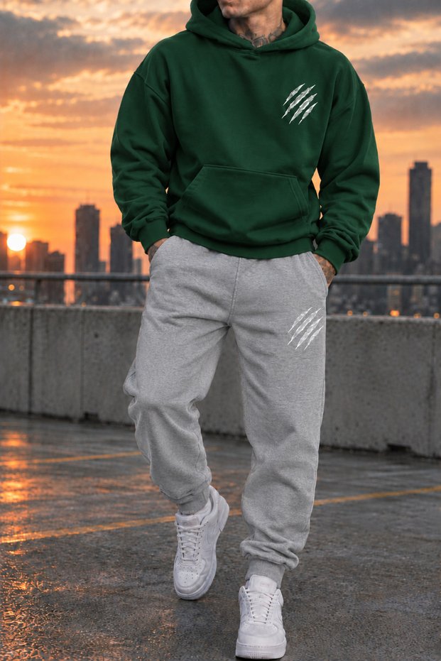 2-Piece Hooded Tracksuit Set (Gray Tracksuit-Sweat)