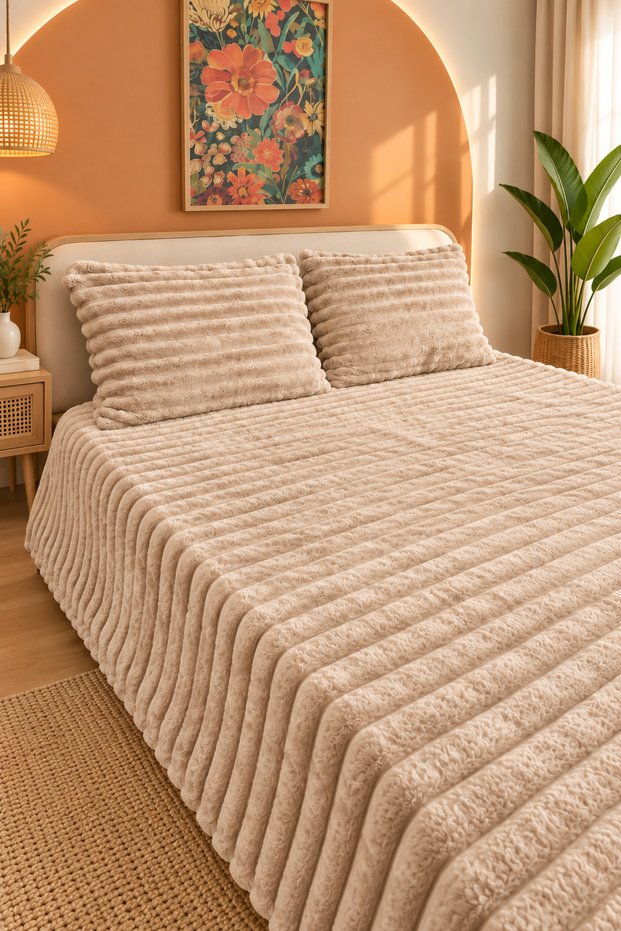 Eterna Luxe Double Bedspread Set | 230X250 cm | Soft Texture, Simple and Elegant Design